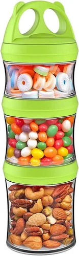 Miniatura 16 de SELEWARE Contenedores apilables portátiles de almacenamiento de alimentos para aperitivos, fórmula en polvo y bebidas, sistema de bloqueo giratorio