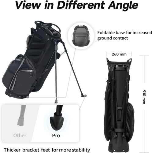 Miniatura 5 de Bolsa de golf profesional con soporte, 14 compartimentos en la parte superior con divisores de longitud completa, bolsa ligera de transporte