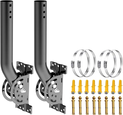 Miniatura 10 de Soporte de antena para exteriores para punto de acceso, soporte de montaje de poste en J de bloqueo de doble tornillo ajustable de 12 a 160°, Blanco