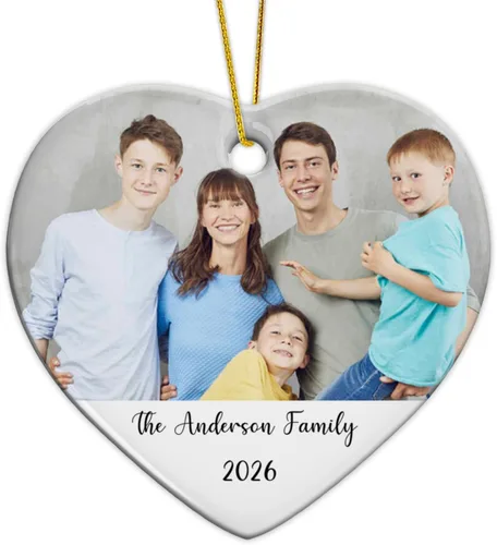 Miniatura 31 de Adorno de Navidad con foto personalizada 2025 para la familia, aniversario como el señor y la señora abuelos, carga cualquier imagen, cualquier foto