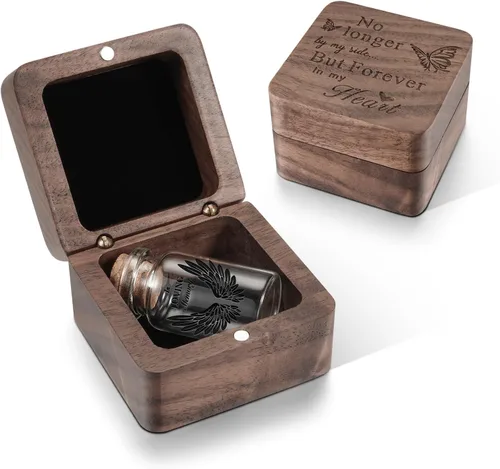 Miniatura 17 de SOITIS Small Urns for Human Ashes Keepsake Stainless Steel Mini Urns for Human Ashes Wooden Box Sharing Tree of Life Ashes Keepsake Cremation Urns