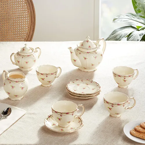 Miniatura 7 de Juego de té de 11 piezas de porcelana clásica Gracie China, Azul