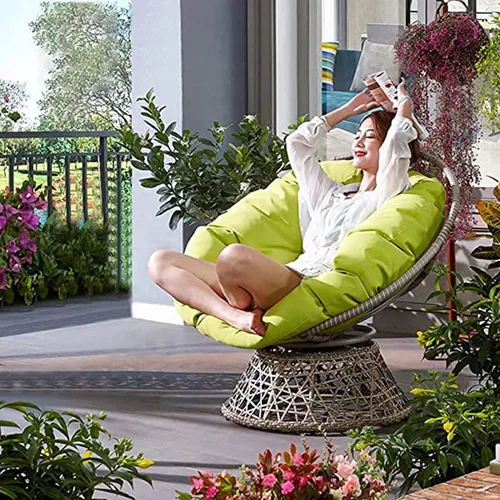 Miniatura 2 de HUHJYUGE Cojín redondo para asiento de columpio de 16 x 16 pulgadas, cojín colgante para silla de huevo, resistente al agua, para exteriores, tela