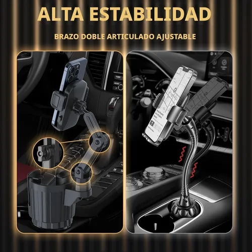 Miniatura 2 de Soportes de teléfono para tu coche, expansor de portavasos universal 2 en 1 con base ajustable y soporte para teléfono, brazo largo con soporte