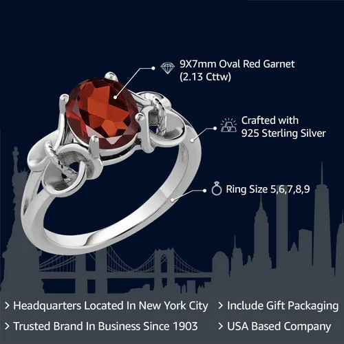Miniatura 30 de Gem Stone King Anillo de compromiso ovalado con piedra natal para mujer, plata de ley 925, ovalado de 0.354 x 0.276 in, anillo de compromiso