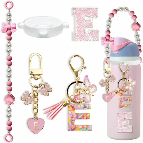 Miniatura 119 de Lindo Juego de Dijes de Letras para Botella de Agua Owala de 24oz, 32oz, 40oz, Owala Kids y Vaso de Café, FreeSip – Incluye Correa con Asa, para Rosa