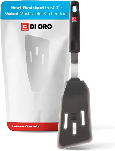 Miniatura 12 de DI ORO - Espátula de silicona para utensilios de cocina antiadherentes, volteador de cocina flexible y fino para voltear panqueques y huevos, alta