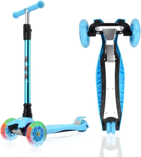 Miniatura 9 de Patinete de 3 ruedas para niños de 6 a 12 años, patinete infantil con ruedas iluminadas, diseño de cubierta resistente y 4 alturas ajustables, Rosa