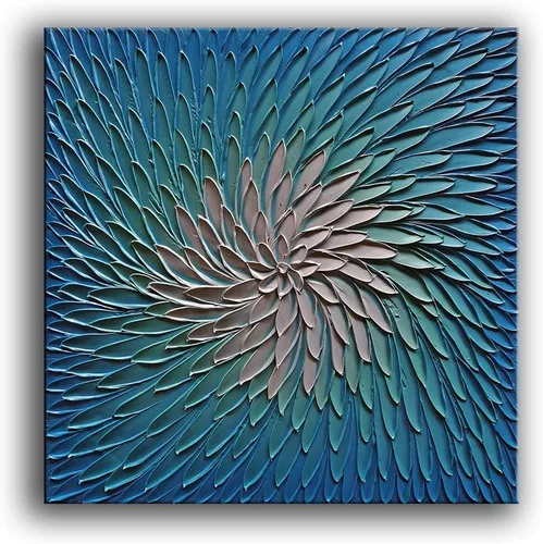Miniatura 10 de YaSheng Art - Arte abstracto 3D pinturas al óleo sobre lienzo, textura de color gris plateado, arte abstracto moderno para decoración del hogar