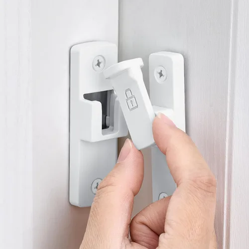 Miniatura 3 de INIRET 4 Paquetes Cerradura Blanca de Puerta de Granero de 90 Grados, Pestillo de Aleación de Zinc Premium - Pestillos de Compuerta Abatible