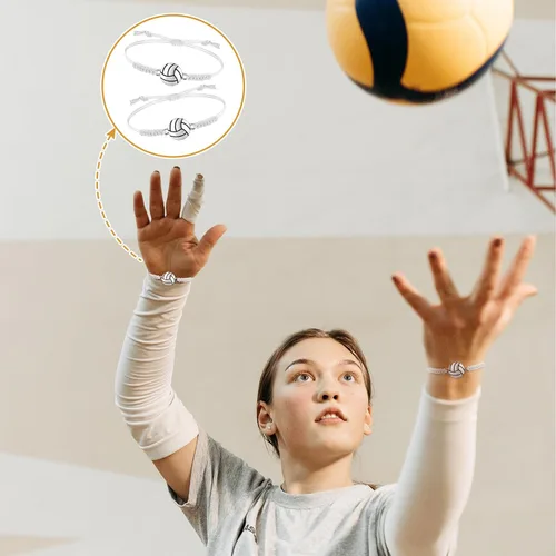 Miniatura 41 de 20 pulseras de voleibol ajustables, cuerda trenzada con dije de voleibol para niñas, mujeres, hombres, adolescentes, la mayoría de jugadores