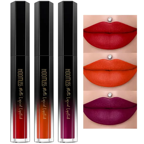 Miniatura 11 de Lápiz labial rojo de larga duración, pintalabios líquido mate para mujeres sin transferencia, a prueba de manchas, suave y fácil de aplicar