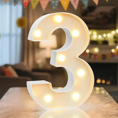 Miniatura 13 de Letrero de números con luz LED de marquesina, letrero de números de cumpleaños iluminado para decoración de fiesta de cumpleaños, pared de bar