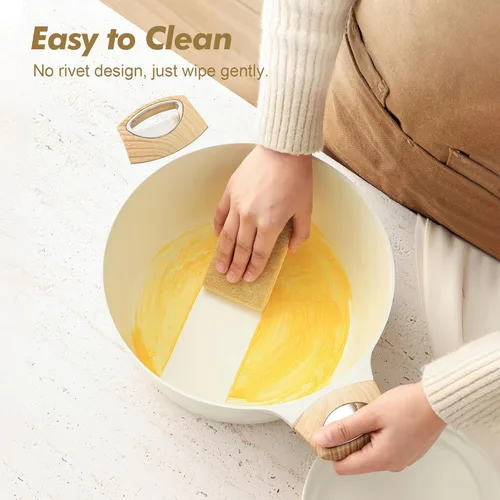 Miniatura 4 de SENSARTE Olla de Cocina de Cerámica Antiadherente con Tapa, Olla de Sopa de 2.6/4.5/6.6/8.5 QT, Olla para Guisos y Pasta Saludable, Olla Grande