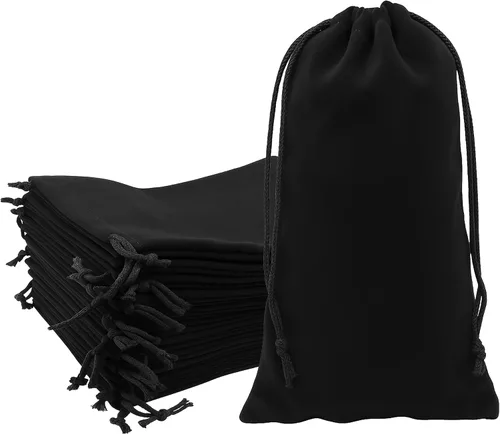Miniatura 16 de Mandala Crafts Bolsas de terciopelo negro con cordón de 14 x 14 pulgadas, 10 bolsas grandes de terciopelo con cordón a granel para regalos de fiesta