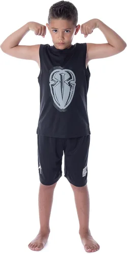 Miniatura 7 de INTIMO WWE Roman Reigns Icon Wreck Everyone And Leave - Conjunto de pijama corto para niños, Negro