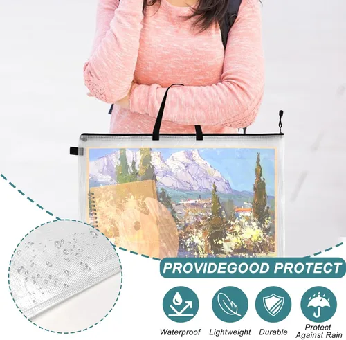 Miniatura 4 de Funda de cartera de arte de 24 x 36 pulgadas, bolsa de almacenamiento para pósteres grandes, bolsa de almacenamiento con cremallera y asa, carpeta