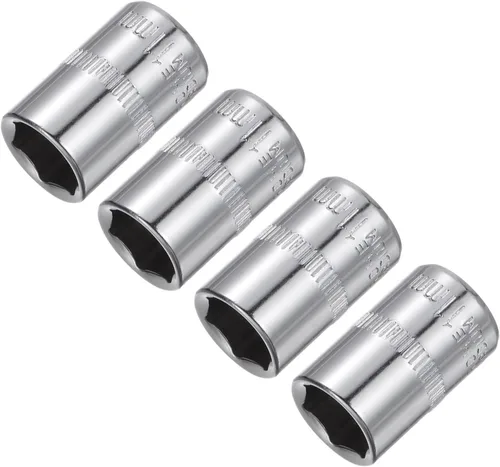 Miniatura 9 de uxcell 4 Pcs 1/4-Inch Drive 0.197 in 6-Point Zócalo poco profundo, métrico, acero con cromado