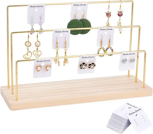 PH PandaHall Soporte organizador de aretes de 3 niveles, soporte para aretes de aro colgante, exhibición de almacenamiento, joyería al por menor,