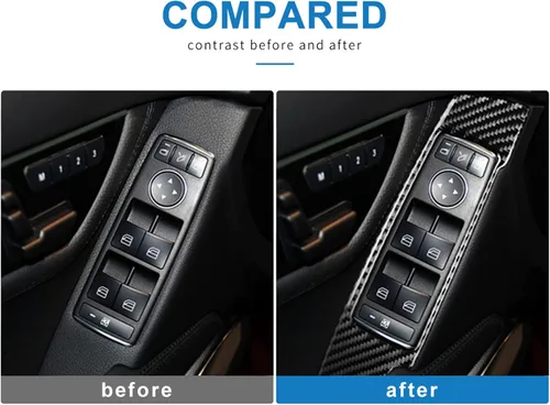 Miniatura 3 de Fibra de carbono, para accesorios de Mercedes Benz, calcomanía para panel de interruptor de elevador de ventana de puerta de automóvil para Mercedes