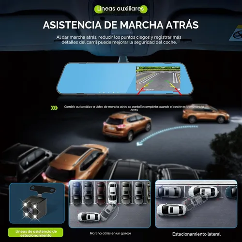 Miniatura 4 de Cámara de respaldo de 4.5 pulgadas, cámara de respaldo 1080P, cámara de espejo de visión frontal y trasera para automóviles Grabación de bucle