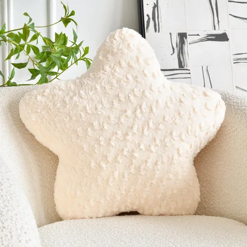 Almohada de estrellas, almohada de felpa en forma de estrella de 14.9 pulgadas para sofá y cama, bonitas almohadas decorativas con piel sintética