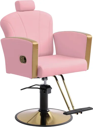Miniatura 9 de LOUVIXA Silla de salón de altura ajustable para silista de cabello, sillas reclinables de peluquería, silla de peluquería hidráulica, silla