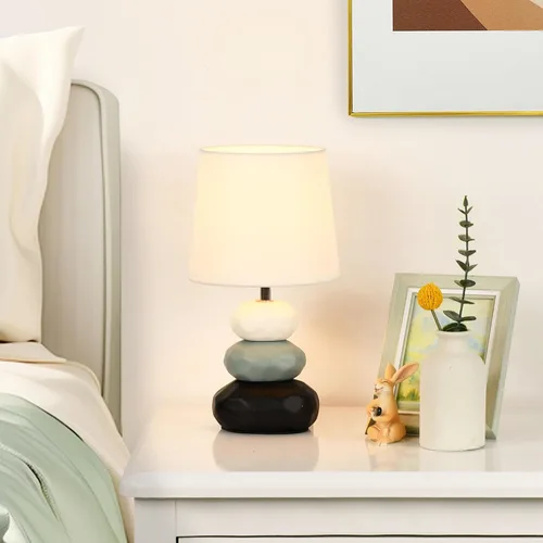 Miniatura 3 de BERO - Lámpara de mesa pequeña blanca para sala de estar como lámpara de mesita de noche para dormitorio, lámpara de mesa moderna de cerámica