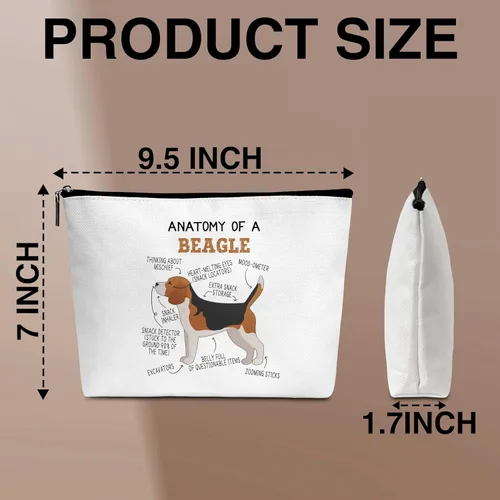 Miniatura 2 de Bolsa de maquillaje, regalos de graduación de cumpleaños para amantes de los animales, amigos, mamá, mujer, niña, hija, bolsa de viaje, BEAGLE