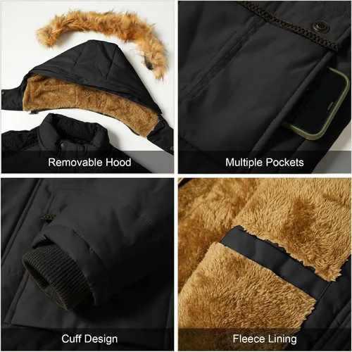 Miniatura 6 de Chaqueta de esquí impermeable de invierno para hombre, abrigo con capucha cálido y resistente al viento