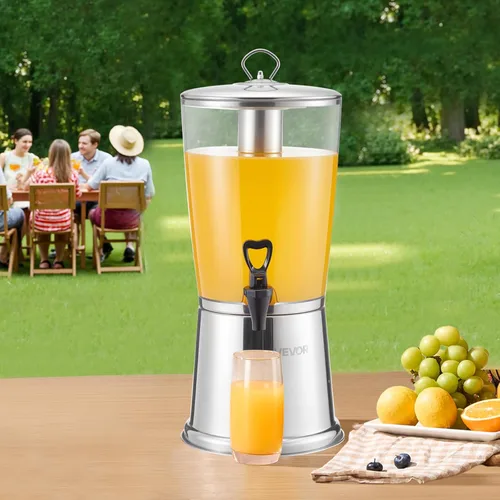 Miniatura 8 de VEVOR Dispensador de bebidas, dispensador de bebidas de 2.1 galones para fiestas, dispensador de jugo de acero inoxidable + plástico con cámara