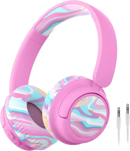 Miniatura 9 de iClever BTH22 - Auriculares Bluetooth para niños, tiempo de reproducción de 60 horas, carga rápida USB C, Bluetooth 5.4, cable AUX, volumen seguro
