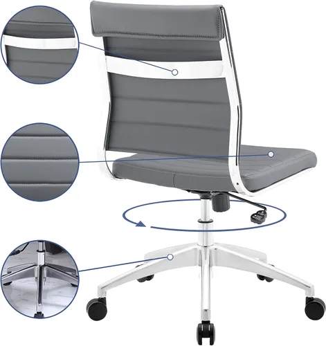 Miniatura 13 de LexMod Jive silla de oficina ejecutiva acanalada respaldo alto, Poliuretano, Gris