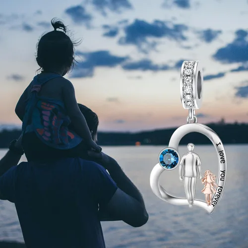 Miniatura 211 de PROESS Dije para padre, madre e hija, pulsera de plata de ley para pulseras, regalos de cumpleaños, día de San Valentín, para hija, madre, amante