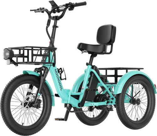 Miniatura 24 de MOONCOOL Foldable Electric Tricycle for Adults, 20" Aluminum Etrike Fat Tire, Rated 500W 48V 15Ah Rear Differential, Front Suspension, 15.5MPH