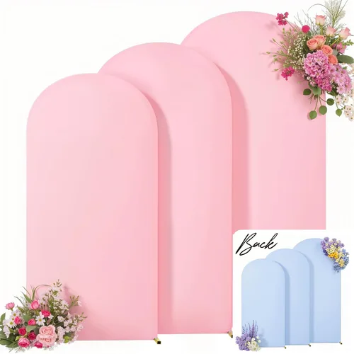 Miniatura 12 de Juego de 3 fundas elásticas para arco de arco iris de 6, 5, 4 pies, para arco de boda, juego de 3 fundas de elastano ajustadas, de tela azul