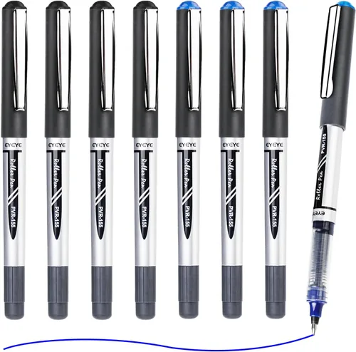 Miniatura 16 de EYEYE Bolígrafos azules de 0.028 in, paquete de 12 bolígrafos de punta media de secado rápido, bolígrafos de tinta líquida, bolígrafo de escritura