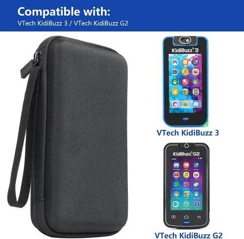 Miniatura 2 de co2CREA Funda rígida de repuesto para VTech KidiBuzz 3 / KidiBuzz G2 para niños Electrónica Smart Device KidiConnect (funda negra + interior gris)