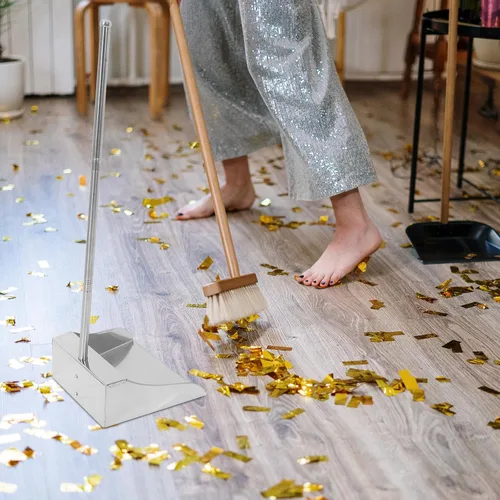 Miniatura 7 de Lurrose Recogedor vertical con mango largo, pala de basura de gran capacidad para limpieza del hogar, agarre ergonómico, diseño resistente al