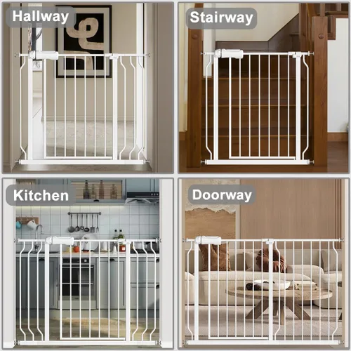 Miniatura 7 de Fairy Baby Puerta de bebé para puertas, escaleras, pasillo, 34-38.5 pulgadas de ancho, puertas para niños con kit de extensión montado a presión