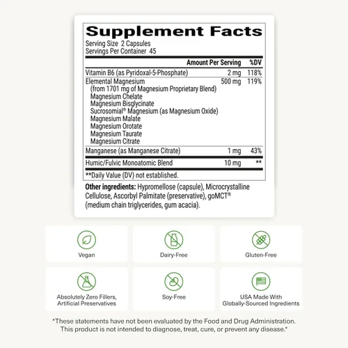 Miniatura 9 de BIOptimizers Suplemento Magnesium Breakthrough con 500mg - 7 Formas de Magnesio: Glicinato, Malato, Citrato y Más - Apoyo Natural para el Sueño