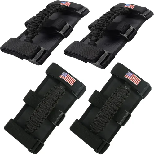 Accesorios para Jeep Bandera de EE.UU. Mango de Agarre para Barra Antivuelco Compatible con Jeep Wrangler YJ TJ JK JKU JL JLU y Gladiator JT Negro