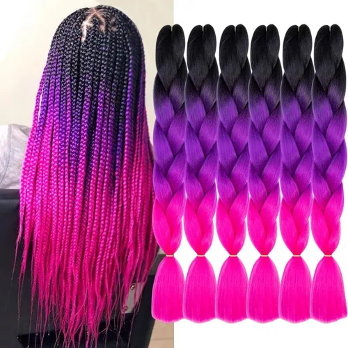 Miniatura 31 de Beige (613#) 6 paquetes de cabello trenzado de 24 pulgadas, de fibra sintética, sin picazón, extensiones de cabello para trenzar jumbo, textura