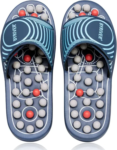 BYRIVER - Zapatillas de masaje de acupuntura de primavera con masajeador de pies de tejido profundo, bola de masaje para alivio de neuropatía,