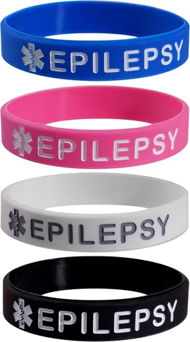 Pulsera de silicona con identificación de alerta médica para epilepsia, tamaño adulto o niño
