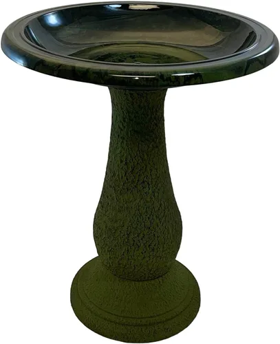 Miniatura 8 de Tierra Garden Baño para pájaros para exteriores, cuenco y soporte de baño de arcilla de fibra marrón de 24 x 19 pulgadas, fácil montaje, resistentes