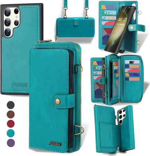 Miniatura 8 de Funda tipo cartera para Samsung Galaxy S23 Ultra, funda tipo cartera multifunción, desmontable 3 en 1 magnética para Galaxy S23 Ultra, funda