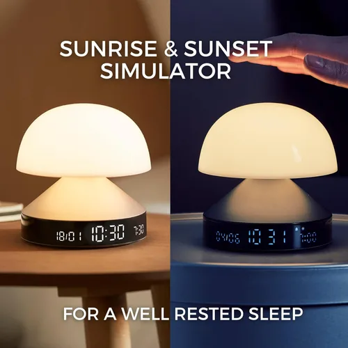 Miniatura 4 de Lexon Reloj despertador Mina Sunrise, luz de despertador y lámpara de puesta de sol para rutina de sueño, color rojo oscuro