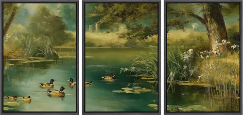 Miniatura 127 de Ashbrook Set de Arte de Pared en Lienzo Enmarcado, Naturaleza, Horizonte de Playa Nebulosa, Ilustraciones de Área Silvestre, Bellas Artes, Paisaje