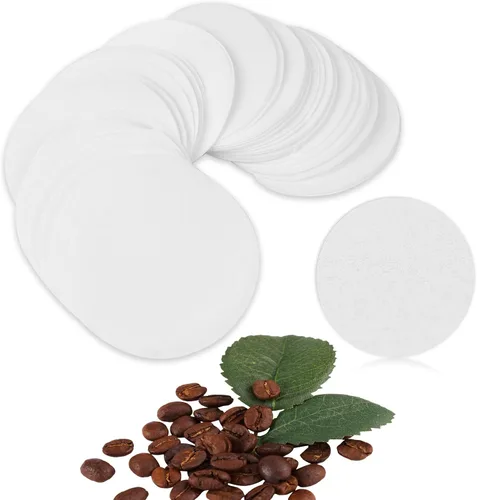 Miniatura 8 de CEYAZYE 200 piezas de papel de filtro de café redondo, filtros de café desechables de 2.205 in, filtro de cafetera Moka para máquina de espresso